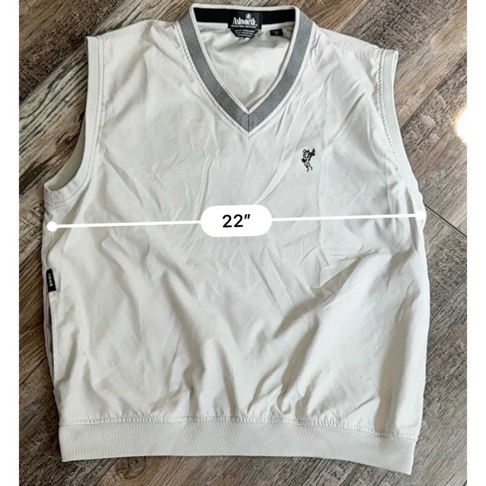 Ashworth Golf Vest Mens Large Beige Weather Systems Wind Resistant AM2610
